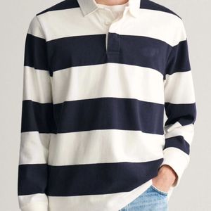 Camiseta de Rugby de Manga Larga para Hombre con Logotipo Personalizado al por Mayor, Material de Algodón con Rayas, Conjuntos Hechos a Medida OEM - Product Image 1