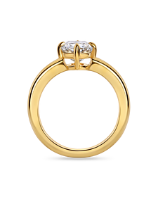 Bague de fiançailles solitaire taille coussin – Diamant de laboratoire avec griffes en forme de boussole, or blanc massif 14 carats, bagues de fiançailles de mariée - Product Image 4