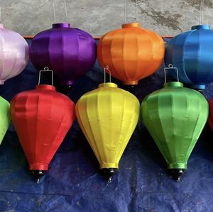 Linterna de Bambú Hecha a Mano en Vietnam, Decoración Colgante para Fiestas al Aire Libre, Bodas, Cubierta de Tela Pintable DIY - Product Image 1