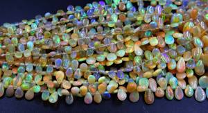 ลูกปัดโอปอลเอธิโอเปียธรรมชาติหลากสี รูปทรงลูกแพร์เรียบเนียน ขนาดประมาณ 13x7 มม. ถึง 7x4 มม. ความยาว 16 นิ้ว - Product Image 5