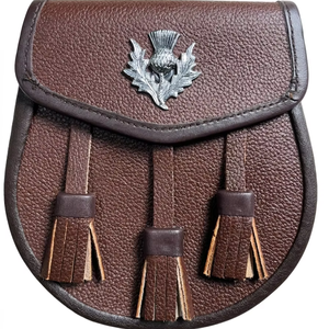 Scottish Semi-Dress Day Sporran | Scottish Kilt Sporran | Gothic Kilt Sporran with <b>Chain</b> <b>Belt</b> - Product Image 1