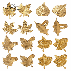 Set of Decorative Brass Leaf Napkin Rings Elegant Table Setting Holder Wedding Dining Table Decor Reusable Napkin Accessories - Product Image 1