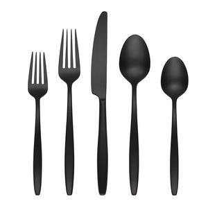 Juego de cubiertos de acero inoxidable de alta calidad, cuchillo, tenedor y cuchara con baño de platino premium, vajilla reutilizable y sostenible para hotel al mejor precio. - Product Image 2
