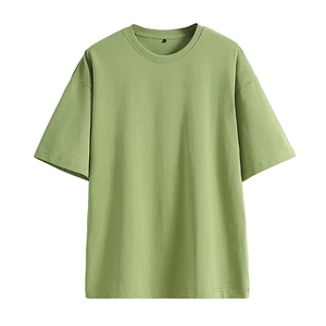 T-shirts pour hommes de haute qualité, couleur unie, coton épais, coupe classique, manches courtes, col rond, épaules tombantes, 220g, vente en gros - Product Image 5