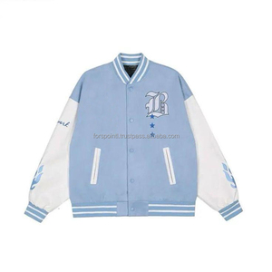 Logotipo personalizado bordado Universidad uniforme de béisbol Letterman Deporte Sudaderas con capucha hombres Varsity chaqueta puños acanalados escote dobladillo - Product Image 4