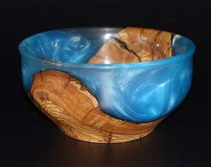 Bol élégant fait main en résine époxy sans BPA et bois d'acacia avec base en bois véritable et revêtement en résine pour une utilisation moderne à la maison - Product Image 2