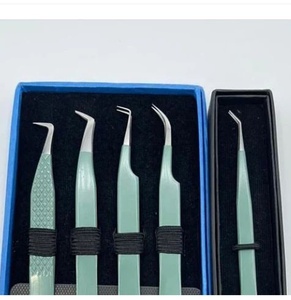 Pince à cils professionnelle droite, applicateur de cils à pointe fine en acier inoxydable, fournitures de salon - Product Image 4