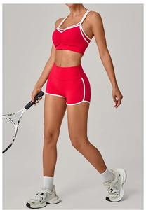 Ensemble 2 pièces personnalisé pour femmes : Soutien-gorge de sport à col halter et pantalon de yoga à séchage rapide, couleur unie, respirant, pour Pilates et fitness - Product Image 4