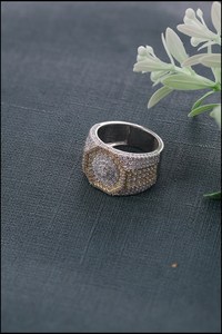 Anillo floral con diamantes redondos de moissanita para hombre, plata 925 original, banda ancha, joyería fina de hip hop para regalo de fiesta para amigos - Product Image 4
