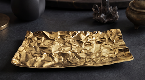 Modern <b>Gold</b> Metal Horizontal Square Shape Decorative <b>Tray</b> for Anniversary Offering Practical Elegant Kitchen Decor for Modern - Product Image 2