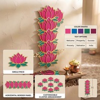 Panel Dinding Kayu Lotus Buatan Tangan Tradisional Ramah Lingkungan untuk Dekorasi Rumah, Ulang Tahun, Pernikahan, MDF
