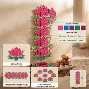 Traditional Handcrafted Wooden Lotus <b>Wall</b> <b>Sticker</b> Border Panel Diwali Wedding Home <b>Decor</b> MDF From Rajasthan - Product Image 6