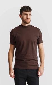 T-shirt pour homme en coton 100% brun foncé, manches courtes, coupe ample décontractée, style minimaliste, logo personnalisé, tissu peigné - Product Image 5