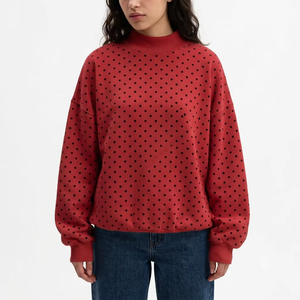 Womens Oversized Mock <b>Neck</b> Fleece Pullover <b>Cloud</b> Knit Fabric Long Sleeve Custom Initials Modern Collegiate Clothing - Product Image 1