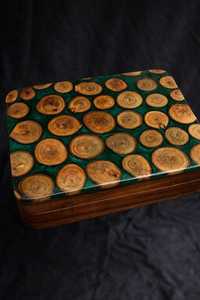 Polished Wooden Presentation <b>Box</b> Red Velvet Lined Gift Case Carved Storage Organizer Jewelry <b>Keepsakes</b> Home Decoration - Product Image 6