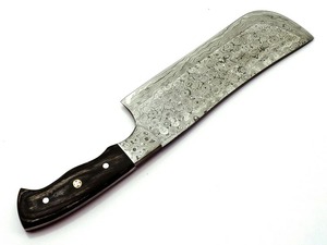Couteau à hacher ambidextre en acier Damas forgé, artisanal, écologique, style Viking, 6-7,9 pouces, manche en bois Pakka, qualité industrielle - Product Image 3