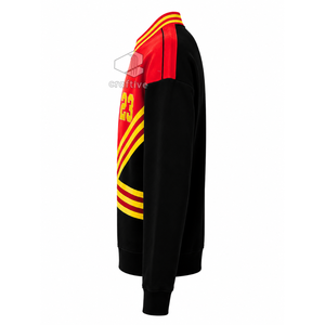 Sudadera NSPDK para Mujer, Bordada en Rojo y Dorado, de Algodón y Felpa, Manga Larga, Cuello Redondo, Ropa de Hermandad - Product Image 3