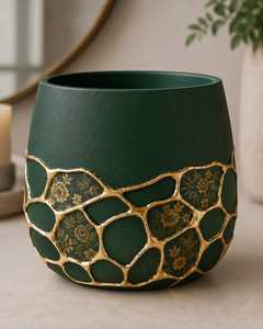 Modern Luxury Brass Flower Pot Round Fluted Ribbed <b>Gold</b> <b>Planter</b> for Indoor Home Decor - Product Image 2