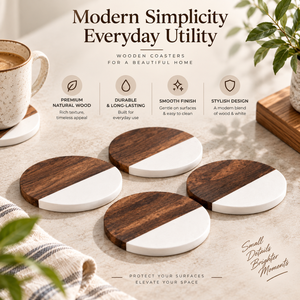 Juego de 4 Posavasos de Madera de Mango con Diseño de Mármol para Tazas de Té, Café y Tazas |   Posavasos Redondos para Mesa de Comedor, Decoración para el Hogar y la Oficina, y Regalo - Product Image 3
