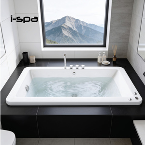 Baignoire moderne en acrylique ICON avec massage combiné air et hydromassage, installation encastrée, finition blanche pour hôtel, villa, spa - Product Image 4