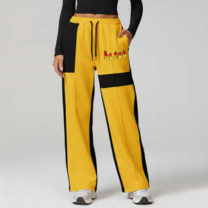 Pantalones holgados de algodón 100% hechos a medida para mujer, pantalones deportivos de pierna ancha transpirables de talla grande con logotipo bordado para uso en invierno - Product Image 2