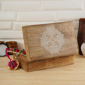 Home Wood Wooden Storage Box with Carved <b>Tree</b> Design Rustic Finish for Jewelry Organizers - Product Image 1