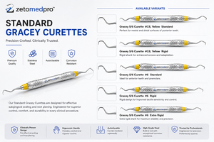 Cureta Periodontal Gracey 5/6, Estándar y Extra Rígida, de Acero Inoxidable, Instrumento Dental para Limpieza, OEM Zetomed Pro - Product Image 3