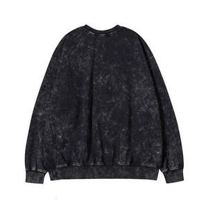 New Fashion Sweatshirts Men's Black Sweatshirts From Pakistan Acid Washed 380GSM 100% Cotton Embroidery Custom Sweatshirts - Product Image 3
