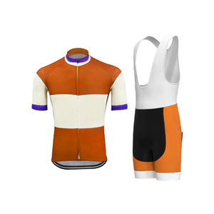 Ensemble de maillot de cyclisme pour homme avec logo personnalisé, motif géométrique multicolore, manches courtes, avec short à bretelles rembourré pour le cyclisme sur route - Product Image 6