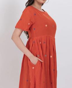 Fabricante de Vestidos Midi de Algodón Khadi para Mujer |    Fábrica de Ropa |   Proveedor de Ropa de Marca Privada OEM ODM, Mayorista y Exportador al por Mayor - Product Image 3