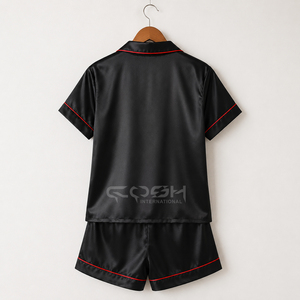 Ensemble de pyjama en soie personnalisé pour femmes Cosh International Delta Sigma, haut de pyjama à col cranté et pantalon de pyjama, ensemble de vêtements de nuit grande taille - Product Image 4
