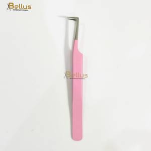 Pince à épiler professionnelle Bellus International Gray Rock pour extensions de cils, en acier inoxydable, pointe lisse et pointue, durable, logo personnalisé - Product Image 2