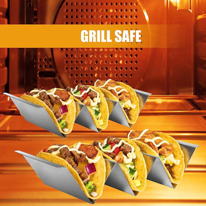 Customized Logo Stainless Steel Taco Holder <b>Kitchen</b> Restaurant Food Plate Dish for Mexican Tortilla Pancakes for Serving Tacos - Product Image 5