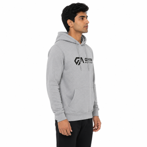 Sudadera con Capucha para Hombre, Color Gris, con Logotipo Frontal, Impermeable, 100% Algodón, Felpa, Informal, para Deportes y Gimnasio - Product Image 1