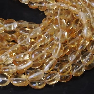 Citrine Tumble Smooth Pulido 16 pulgadas Forma ovalada 8-9MM Piedra amarilla natural de largo para la fabricación de joyas - Product Image 1