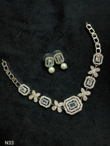 Ensemble de bijoux de mariée en diamant américain classique Collier et boucles d'oreilles en deux pièces pour mariage Style classique à la mode - Product Image 3