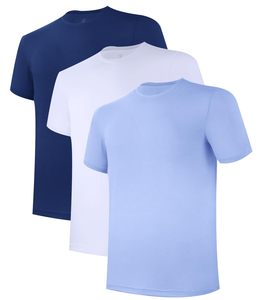 Camiseta de punto para hombre con logo frontal, cuello redondo, manga corta, de poliéster y algodón, ajuste casual, transpirable, de secado rápido, 220g, tacto seda. - Product Image 6
