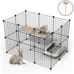 Box portatile per interni in metallo per animali di piccole dimensioni 24 pezzi gabbia per animali domestici 8 pezzi recinzione nera per cortile cassa per cavie - Product Image 2