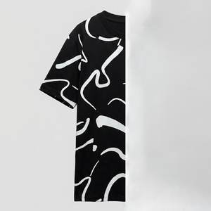 T-shirt décontracté pour homme à manches courtes, 100 % coton et polyester, noir, de haute qualité, avec logo personnalisé imprimé, style streetwear, vente chaude - Product Image 3