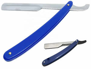 Navaja de Barbero Profesional para Hombre con Mango Recto de Plástico Azul, Herramienta de Afeitado para Salón y Cuidado Personal - Product Image 6