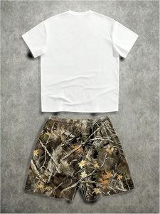 <b>Men's</b> <b>Camo</b> 2 Piece Outfits Letter Graphic Tees track <b>Shorts</b> Set Streetwear Outfits - Product Image 2