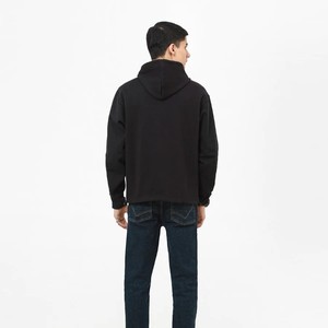 Sudadera con Capucha Negra Unisex, Corte Regular, Algodón French Terry, Color Sólido Informal, Ropa de Invierno, Antiarrugas, Ecológica - Product Image 1