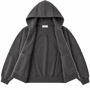 Men's Dark <b>Grey</b> <b>Zip</b> <b>Up</b> <b>Hoodie</b> Casual Regular Fit Solid Color Full <b>Zip</b> Sweatshirt - Product Image 5
