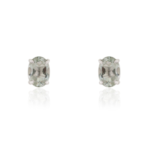 5x7 mm Oval Cut Natural Green Amethyst Gemstone 925 <b>Sterling</b> <b>Silver</b> Minimalist <b>Stud</b> Earrings For Women's - Product Image 1
