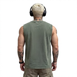 Men's Yellow Sleeveless Tank Top O-Neck Solid Color Casual Breathable Quick Dry Knitted Polyester/Cotton Athletic Wear - Product Image 2