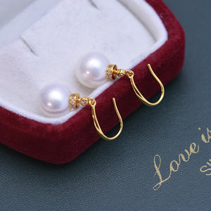 Boucles d'oreilles en perles d'eau douce blanches de 10-11 mm, lumière forte, pour femmes, minimalistes, argent S925 avec des défauts mineurs, fermeture à boucle - Product Image 3