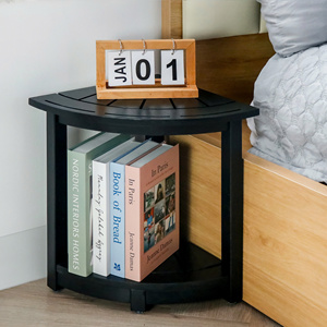 Acacia Wood Corner Stool Featuring Durable Hardwood Frame And Compact Design Suitable For Seating Storage And Corner Placement - Product Image 4