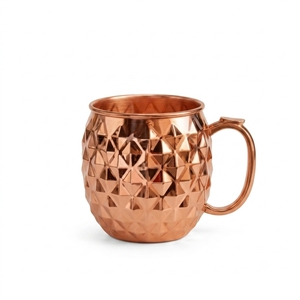 Artisanal Dimpled Textured Silver Finish Pure Copper Moscow Mule Cup – <b>Golf</b> Ball Pattern Metallic Tumbler for Cold Refreshments. - Product Image 6