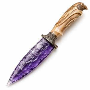 Couteau rituel en cristal d'améthyste de 10 pouces avec manche orné d'un aigle, outil d'autel spirituel artisanal, décoration métaphysique - Product Image 1