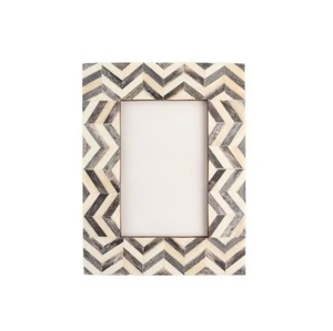 Luxury Chevron Bone Inlay Photo <b>Frame</b> Handmade Grey and <b>White</b> Geometric Bone Mosaic Picture <b>Frame</b> Decorative Tabletop Display - Product Image 1